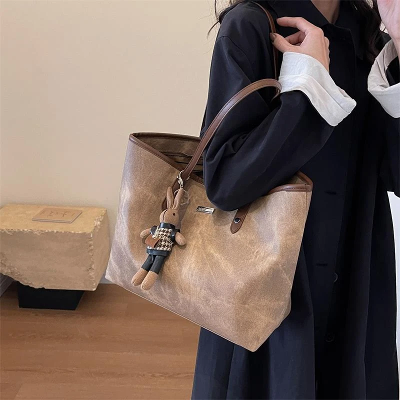大容量复古通勤托特包包女2023新款秋冬高级感手提包时尚单肩包
