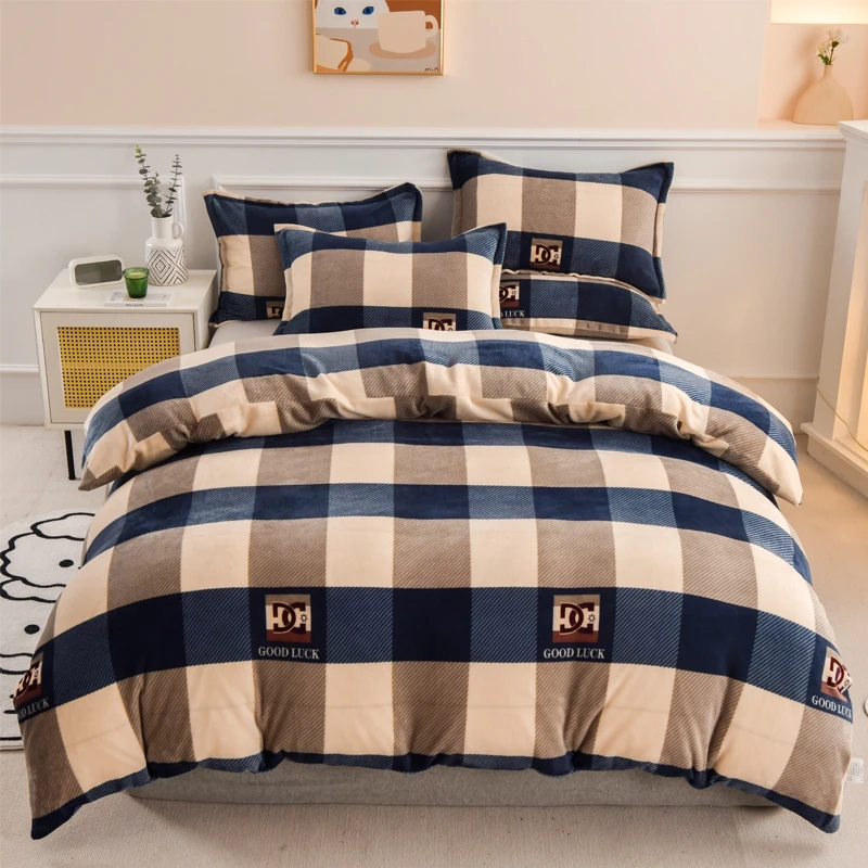 牛奶绒被套珊瑚绒法兰绒加厚被罩单件冬季保暖毛毛加绒被套防静电