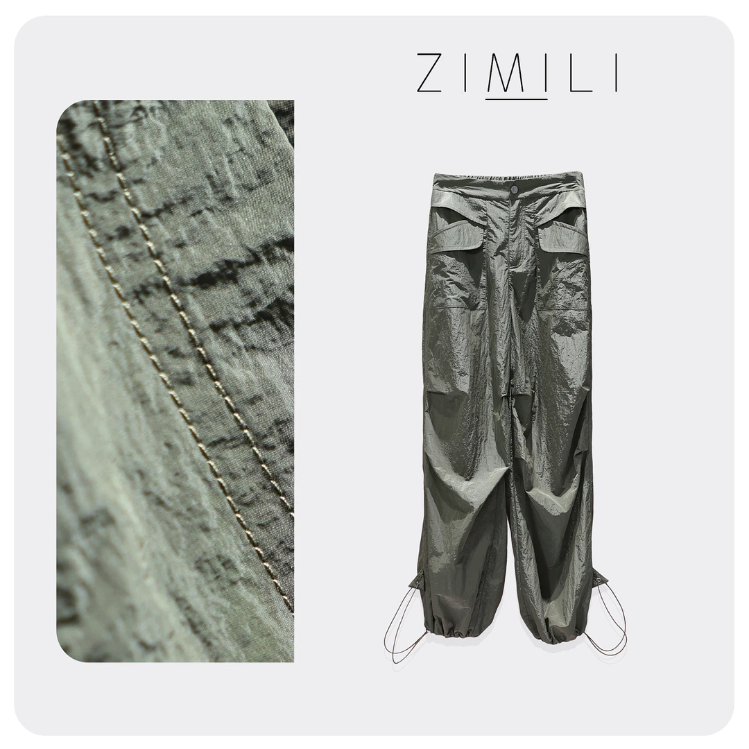 【子秋定制】“捷行”早秋旅行风轻薄透气军绿色气质束脚工装裤3856