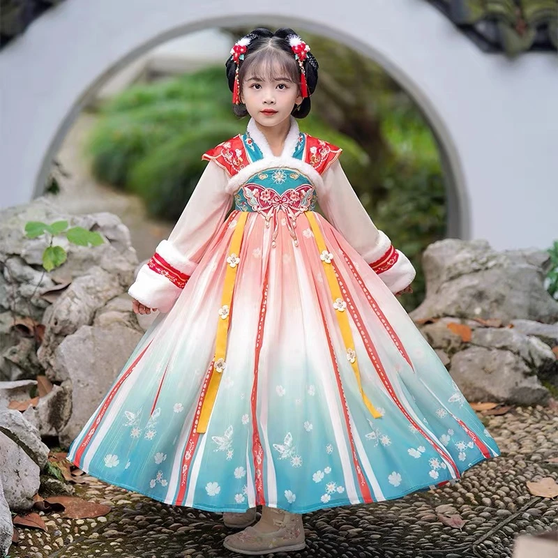 瑕疵品轻微染色汉服女童中国风裙子