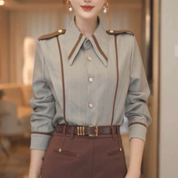 8352早秋新款高端气质轻奢高级感设计感衬衫女装上衣