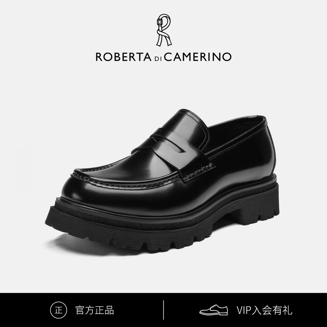 Roberta诺贝达牛皮时尚休闲乐福男鞋商务英伦风轻便男士一脚蹬鞋