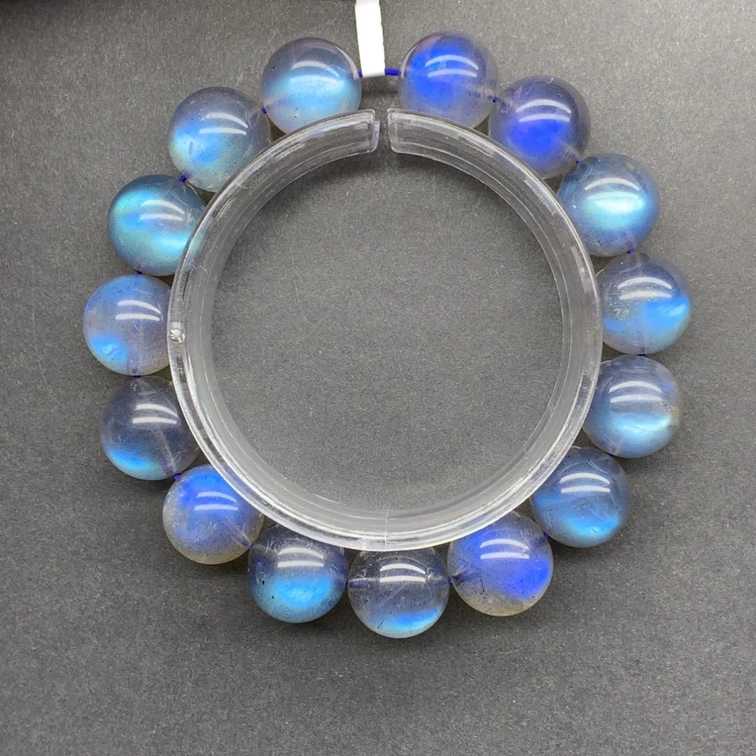 拉长石手链未镶嵌杰****~天花板蓝光拉长石14.5mm