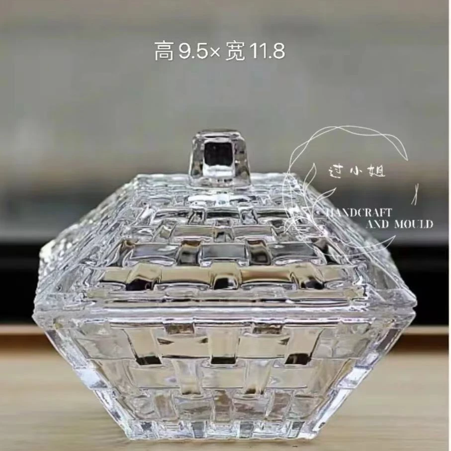 2支装TG1035-4.5玻璃糖果罐玻璃编织花轻奢颜值高级感居家客厅