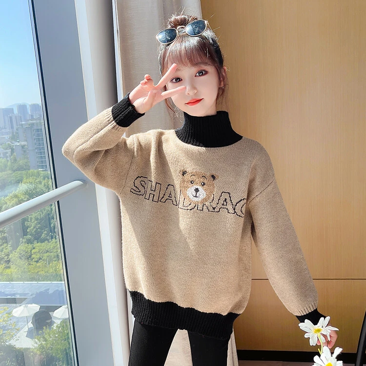 女童毛衣秋冬季新款女孩洋气针织衫中大童装冬季打底衫上衣潮