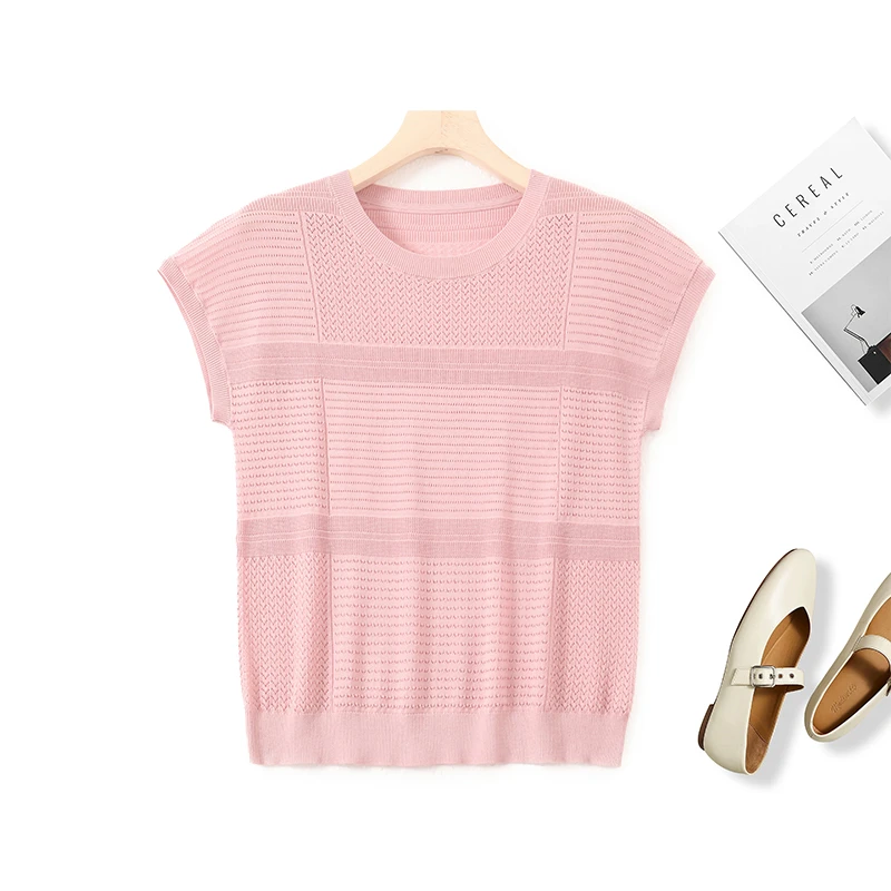 2024夏季新款时尚休闲圆领针织女上衣