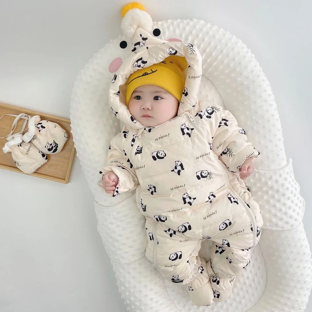 悠蓓蔓婴儿羽绒服连体衣男女宝宝外出服哈衣新生儿冬季加厚抱衣