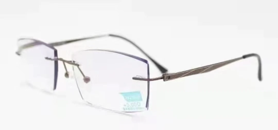 男款时尚超轻切边防蓝光老花镜手工框镜多边无框