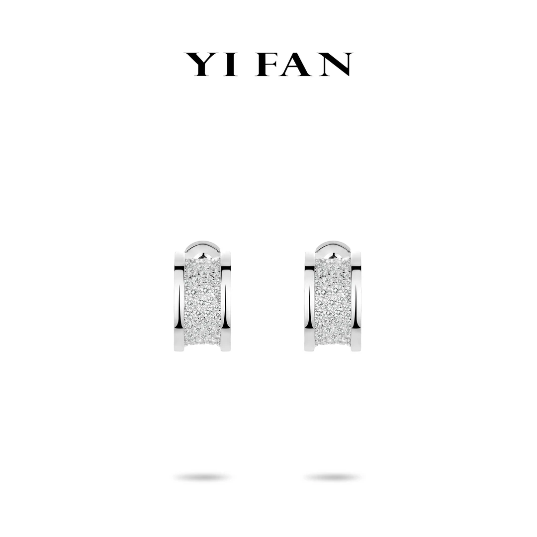 一梵 925银合成锆石耳饰 3532-白色半圈满钻路路通百搭耳环