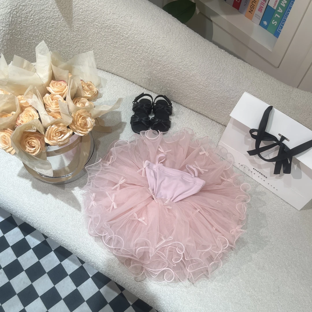 【美惠子预售粉】蝴蝶结仙女蓬蓬连衣裙