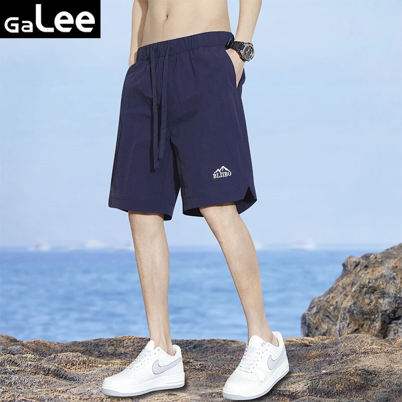 Ga Lee男士冰丝短裤宽松百搭直筒中裤弹力薄款速干免烫休闲五分裤