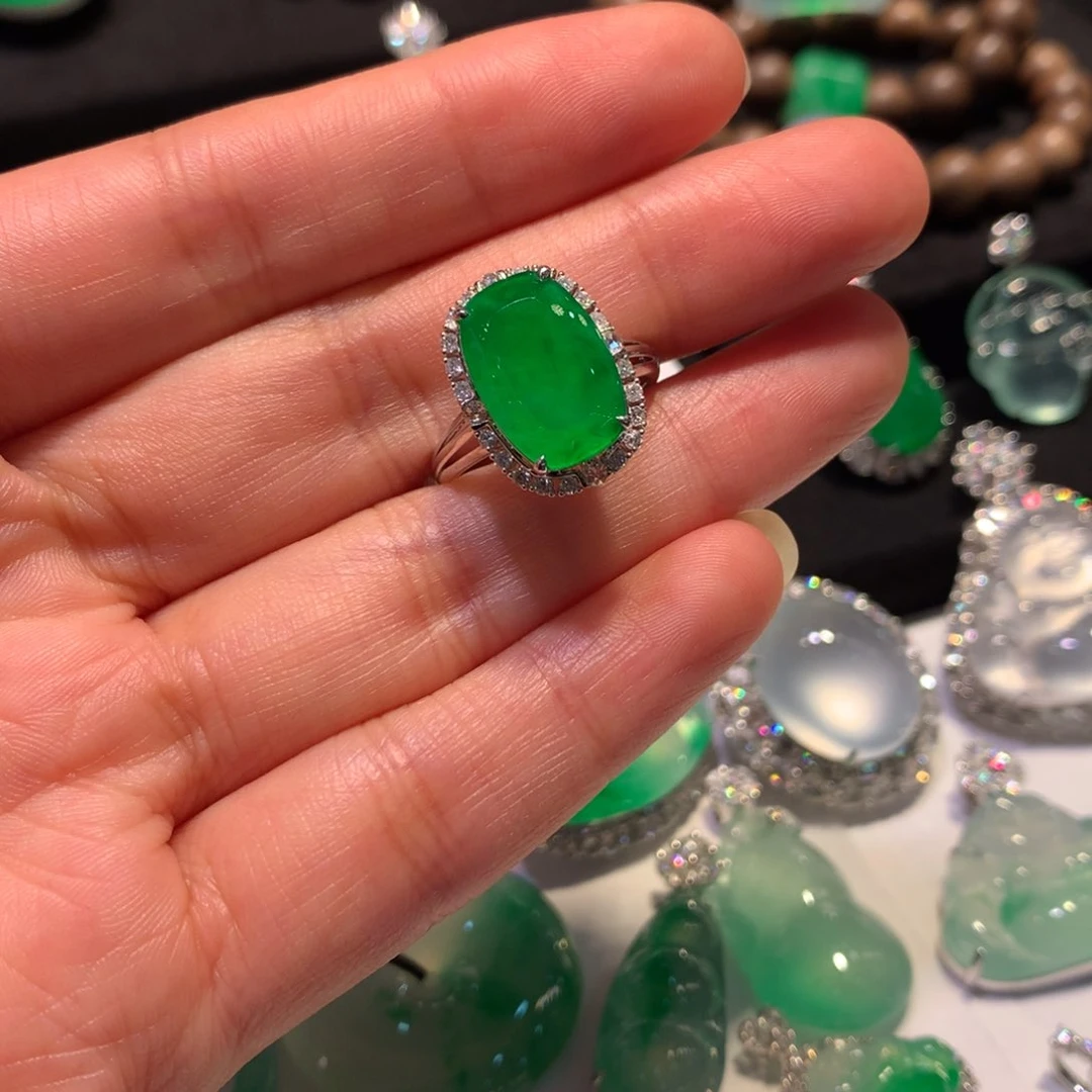 翡翠戒指18K金镶嵌用****2戒指