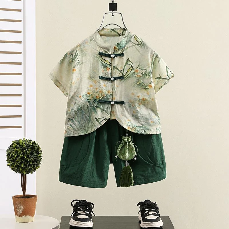 儿童套装汉服男童宝宝夏季复古夏装洋气古风薄款男孩中式男宝小童