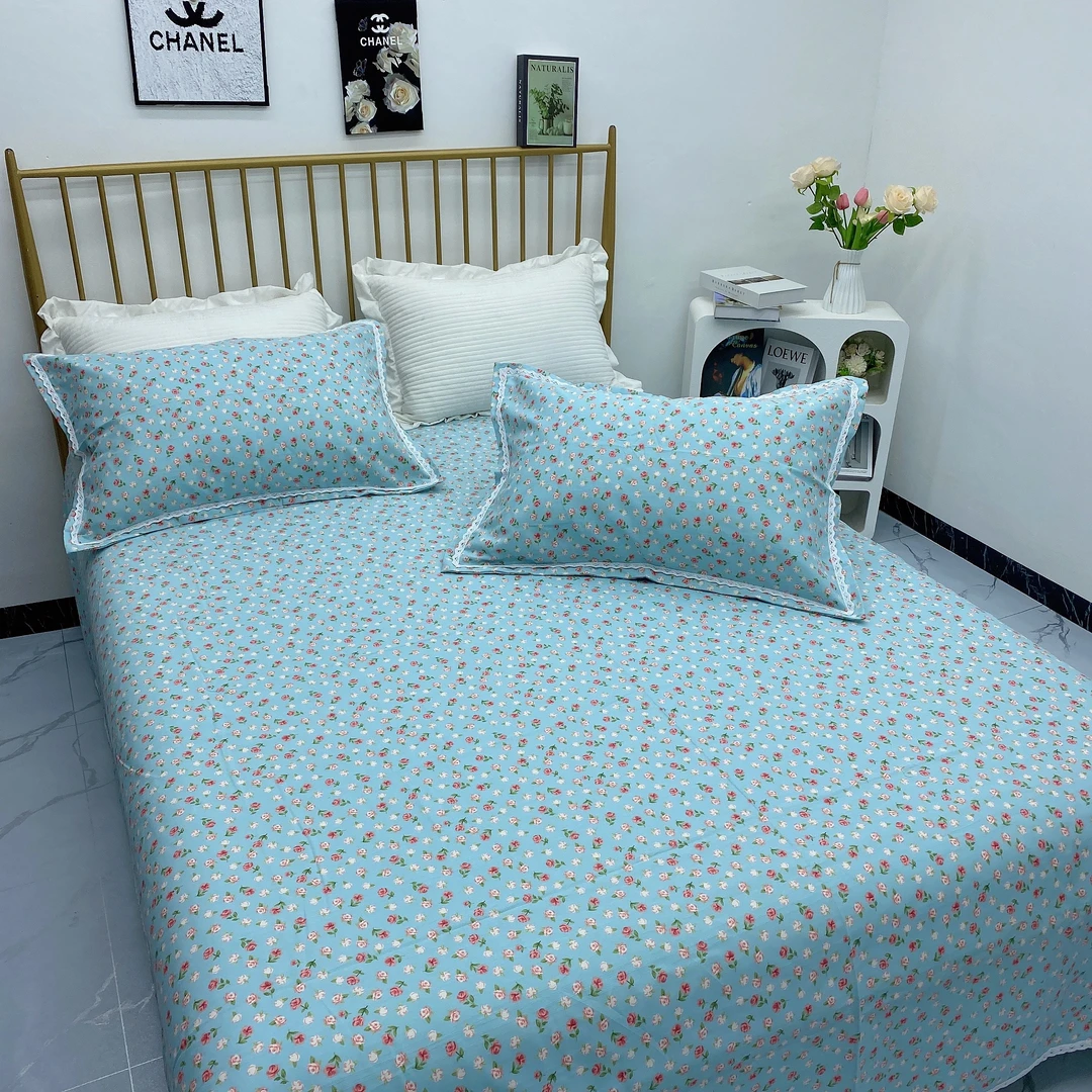 舒适细纱防滑老粗布家纺大床单三件套四季通用（家纺床单+枕套2）