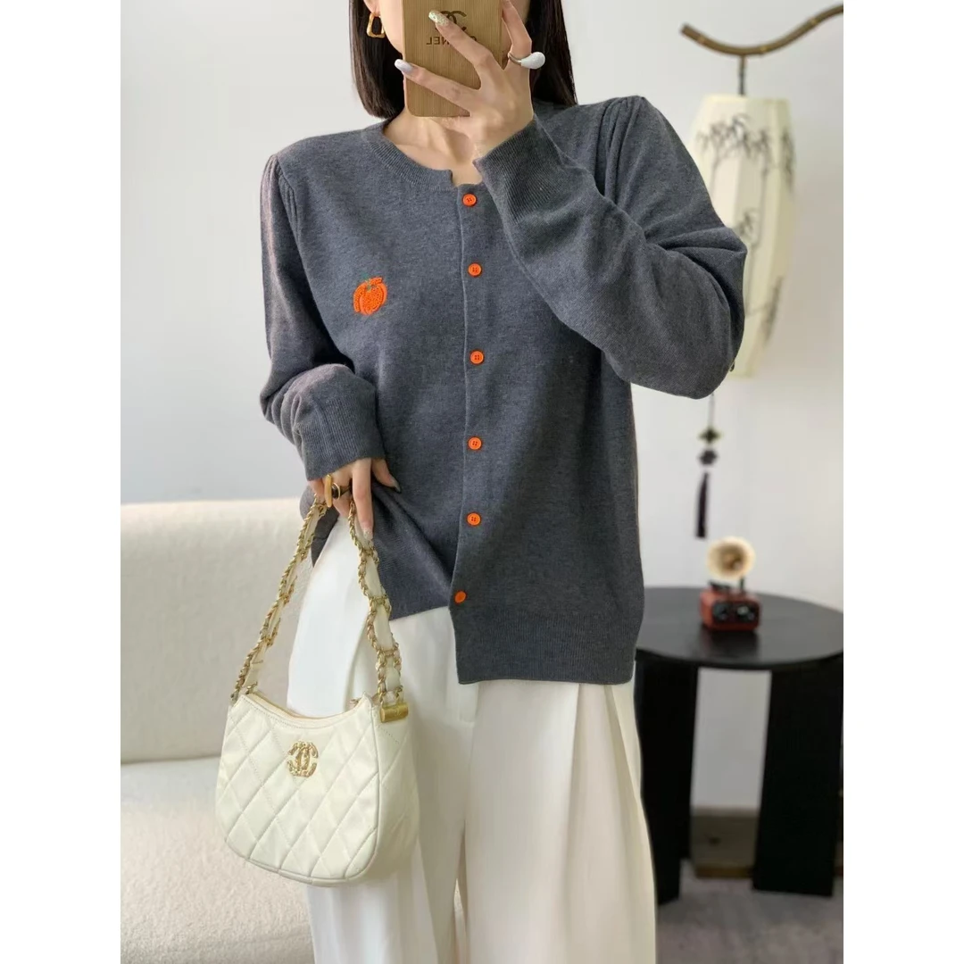 3851-设计高级感南瓜精致开衫女针织气质打底开衫