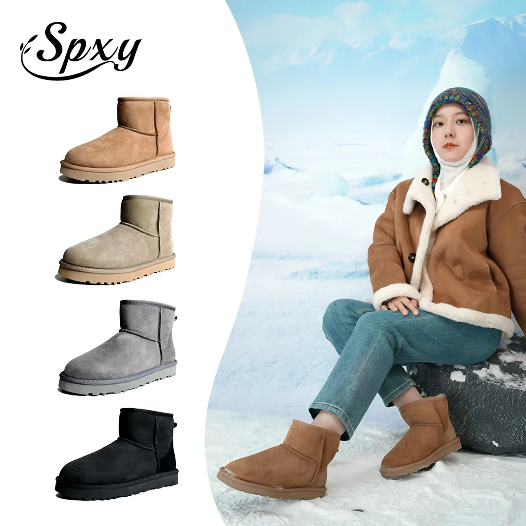 【5854羊皮毛一体】秋冬季经典真皮真毛雪地靴男女短筒低帮加绒鞋靴