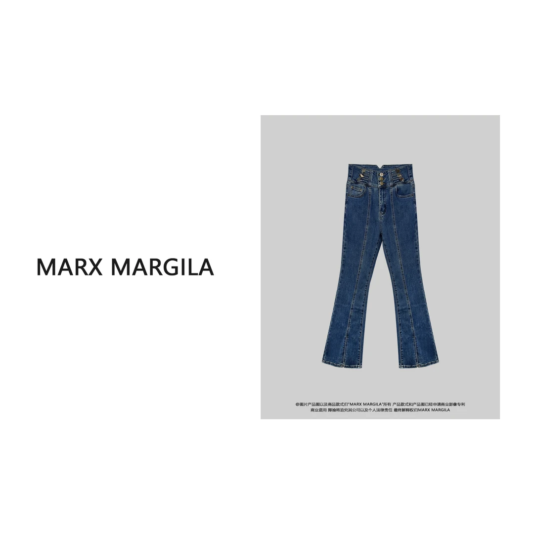 巴家【MARX MARGILA】货号66172 高奢牛仔裤高腰牛仔开叉女裤