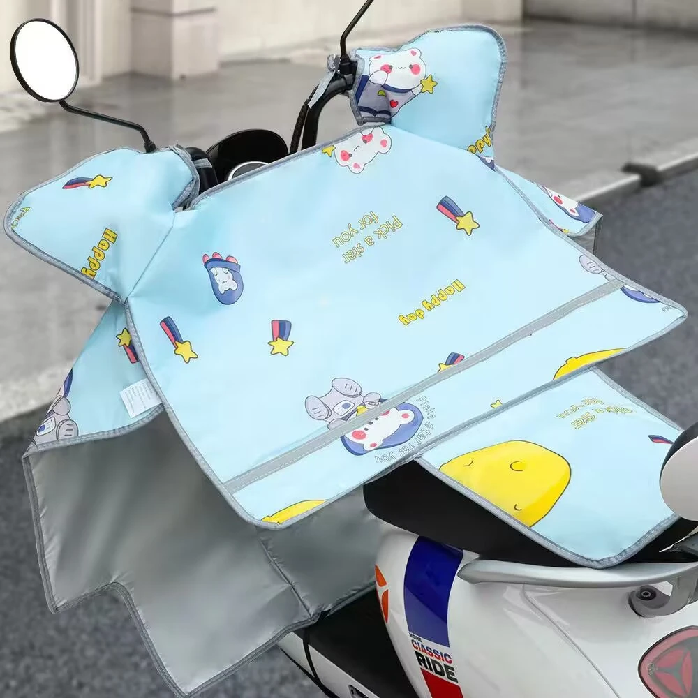 新款夏季大侧翼带坐垫反光条防雨遮阳防飘防烫复合款电瓶车挡风被