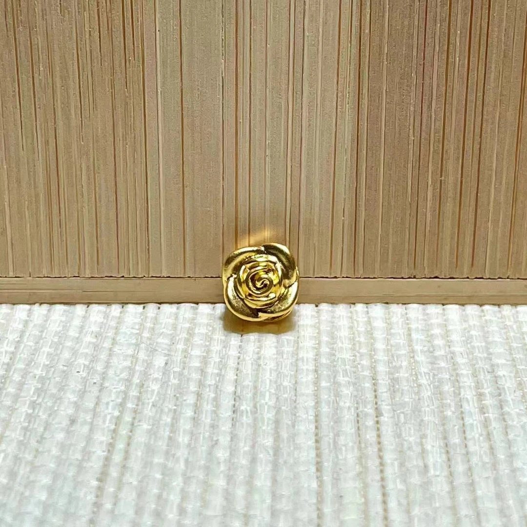 足金双面玫瑰花挂件