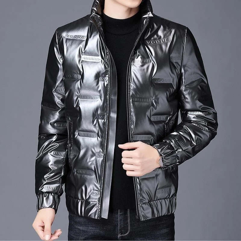 新款男士羽绒衣服冬季2023年潮流短款轻薄加厚亮面帅气保暖厚男装