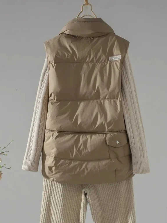 新款胖大码200斤羽绒服女马甲新款宽松百搭保暖秋冬羽绒服h