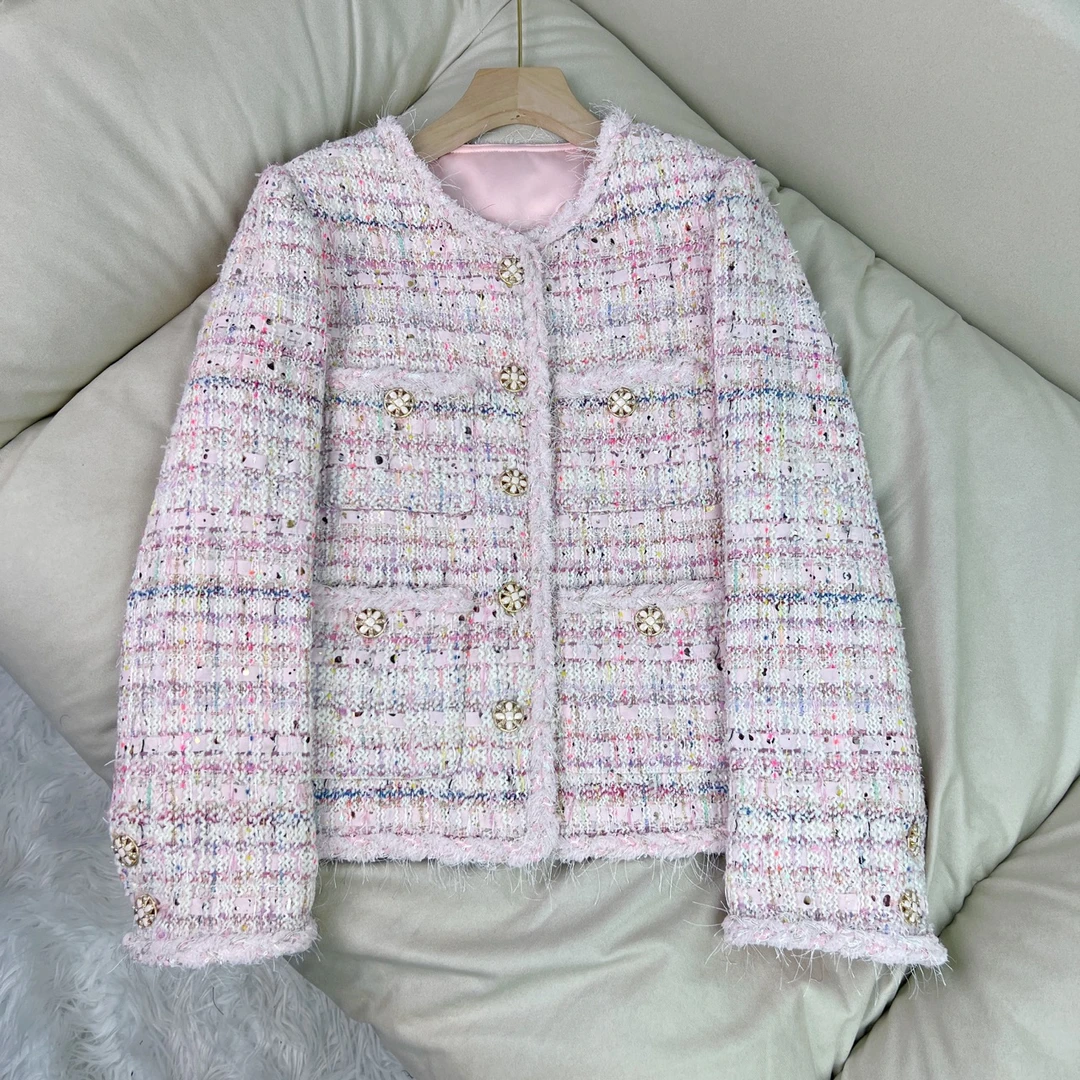 喜马拉雅 粉 花纱编织小香风外套 70314