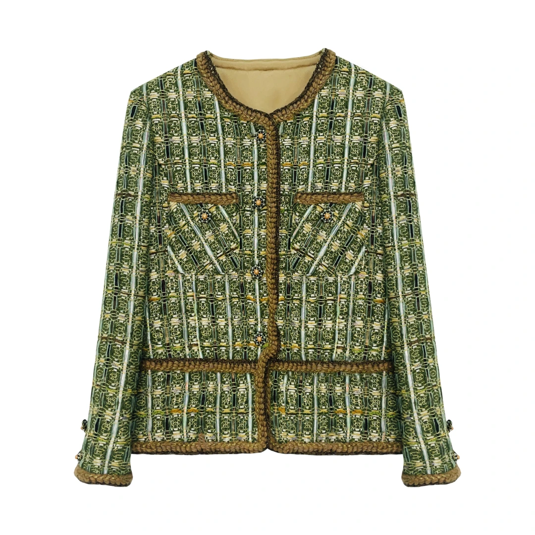 丛林绿小香风外套 70226