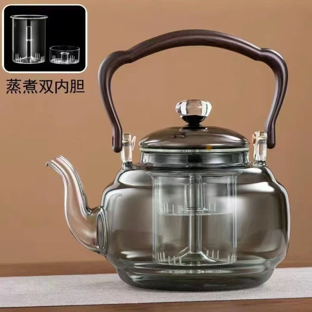 耐高温过滤提梁壶泡茶壶明火加热大容量烧水壶耐热过滤蒸煮星韵壶
