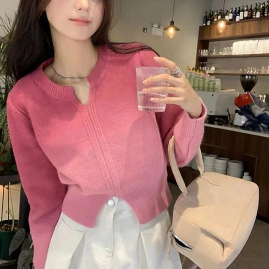 V领渐变色秋冬显瘦毛衣2023新款长袖休闲网红洋气秋季针织女