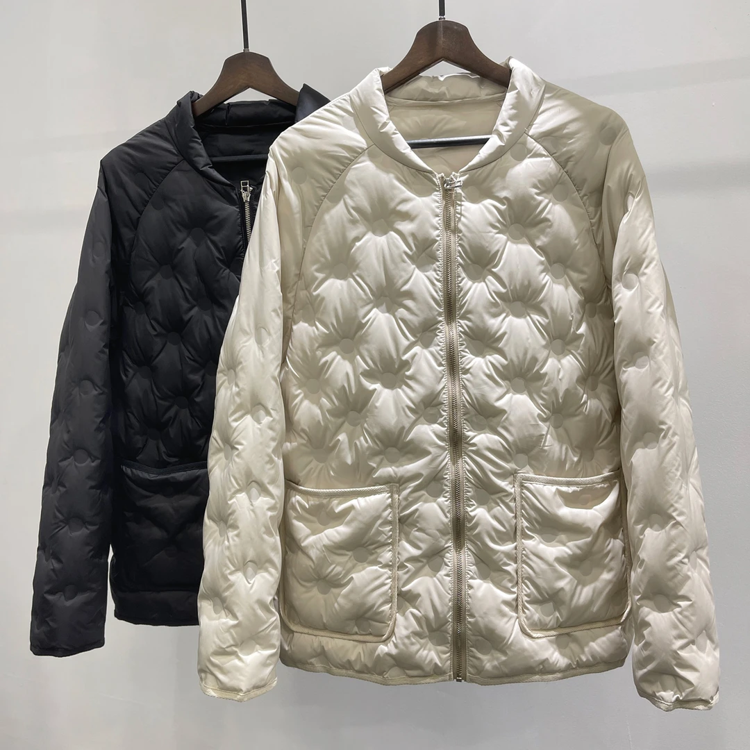 T现冬季时尚压纹休闲立领羽绒服插肩袖潮韩版百搭宽松外套