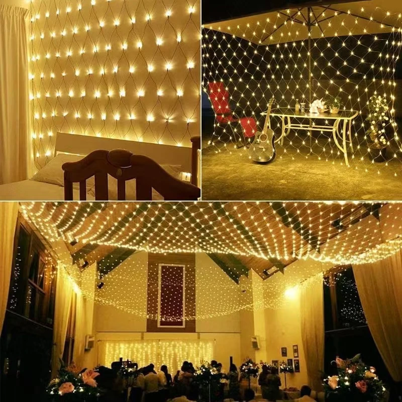 【升级透明线渔网灯】太阳能渔网彩灯 网灯防户外防水装饰LED树灯