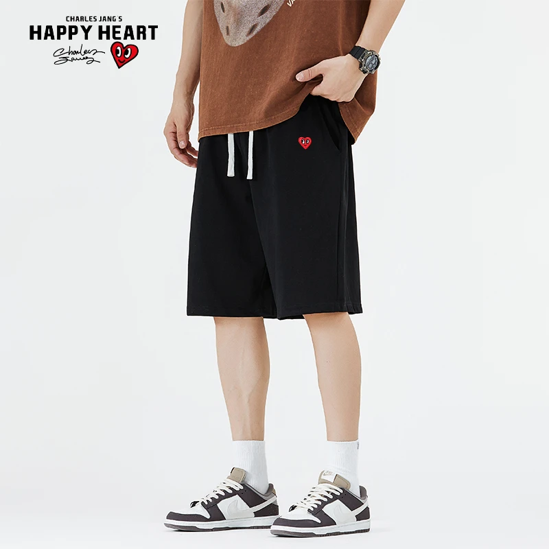 查尔斯桃心 纯棉短裤宽松百搭休闲运动男女同款时尚潮流-官方
