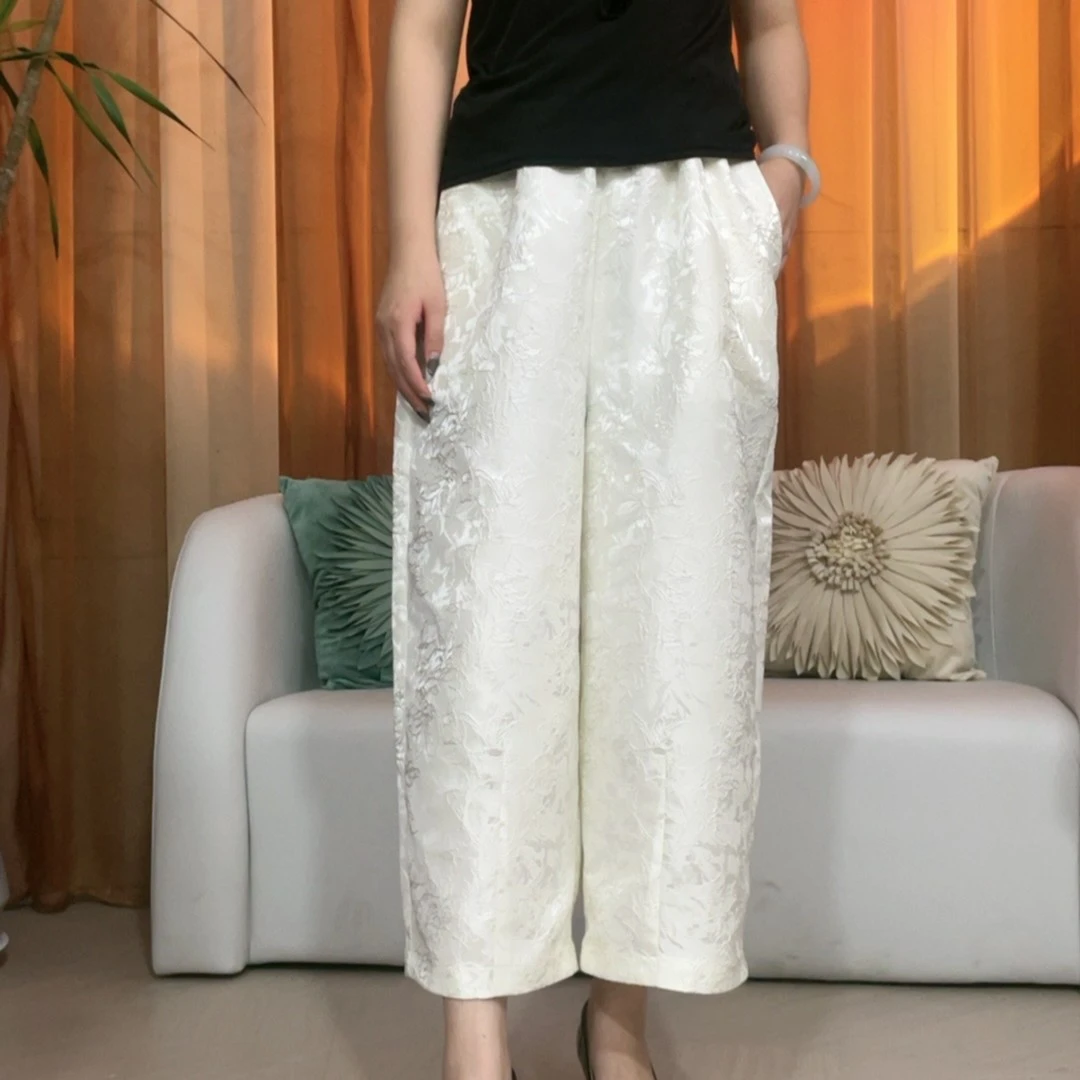 清静语qjy23076白色休闲茧型裤百搭