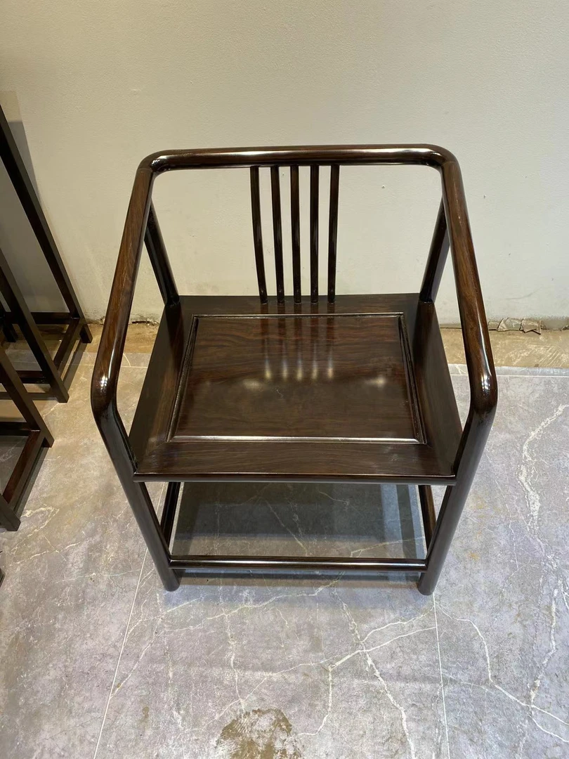 【黑檀禅椅】莫桑比克风车木皮灰木材质 茶椅 新中式实木椅古典家具