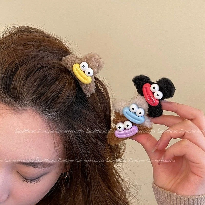 可爱嘴唇抓夹对夹女糖果色小熊碎发发夹韩版网红可爱甜美少女心