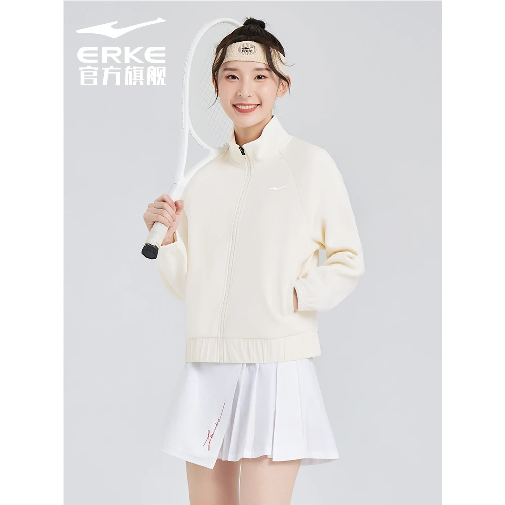 鸿星尔克女子春季开衫长袖衫时尚休闲百搭运动卫衣52222302122-zx