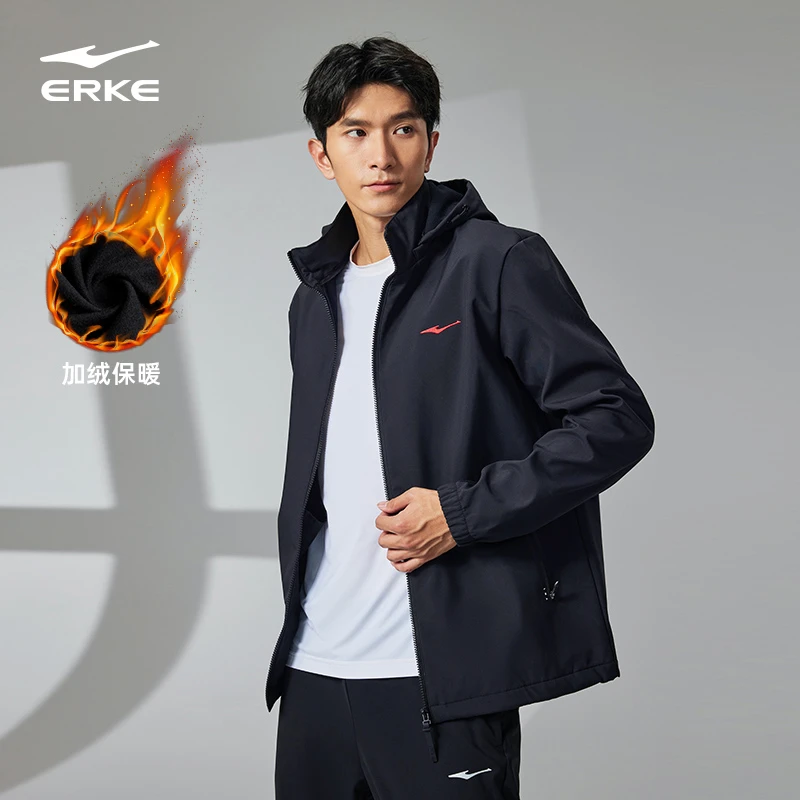 鸿星尔克男子外套时尚潮流百搭修身连帽运动休闲上衣51222302126