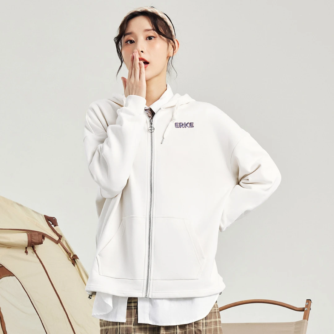 鸿星尔克星宠鸿星尔克开衫带帽卫衣时尚外套衫-52222302107