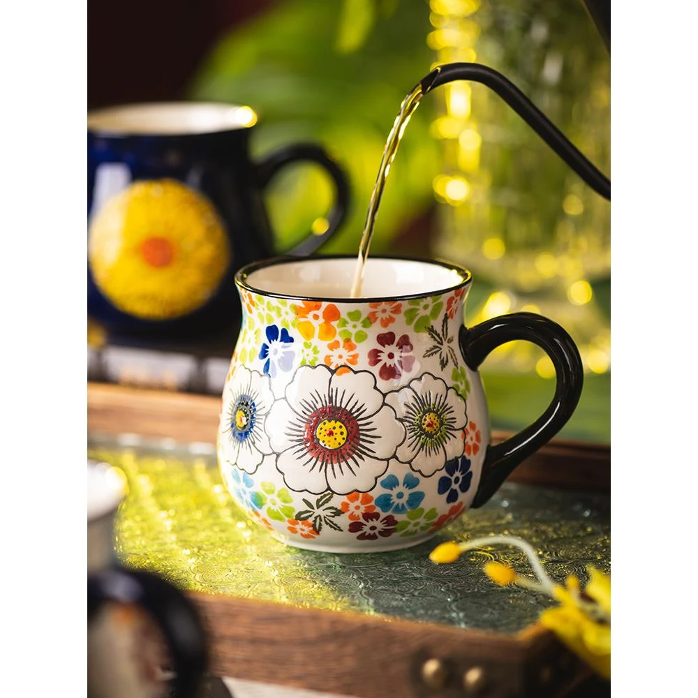 日本马克杯陶瓷杯子创意水杯办公室早餐杯家用复古杯茶杯咖啡杯