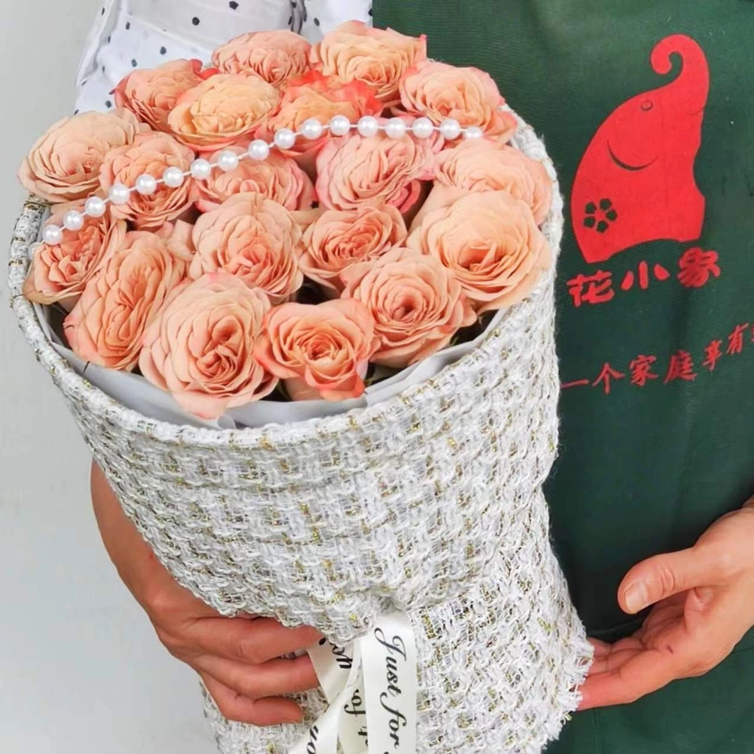 【甜甜蜜蜜】小香风花束16枝卡布奇诺玫瑰花束/鲜花花店送花上门/复古色