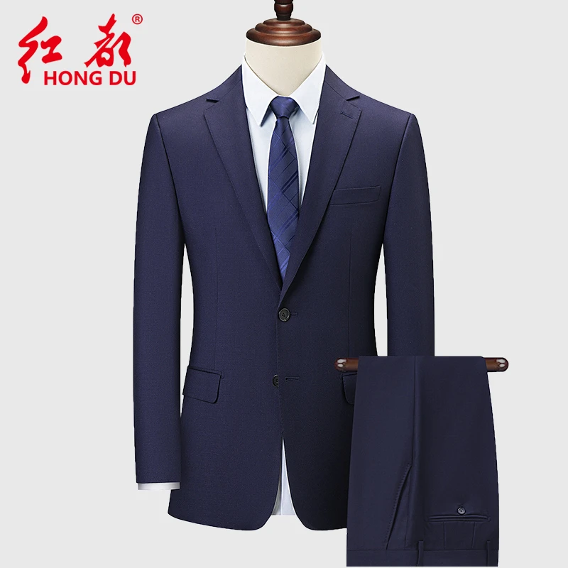 红都四季穿男士精纺羊毛桑蚕丝结婚宴会后开叉西服套装 11212008