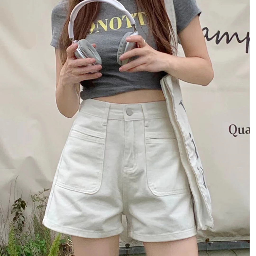 LEIYUAN/蕾媛【送腰带】高腰a字阔腿显瘦牛仔短裤女百搭夏季LY3628