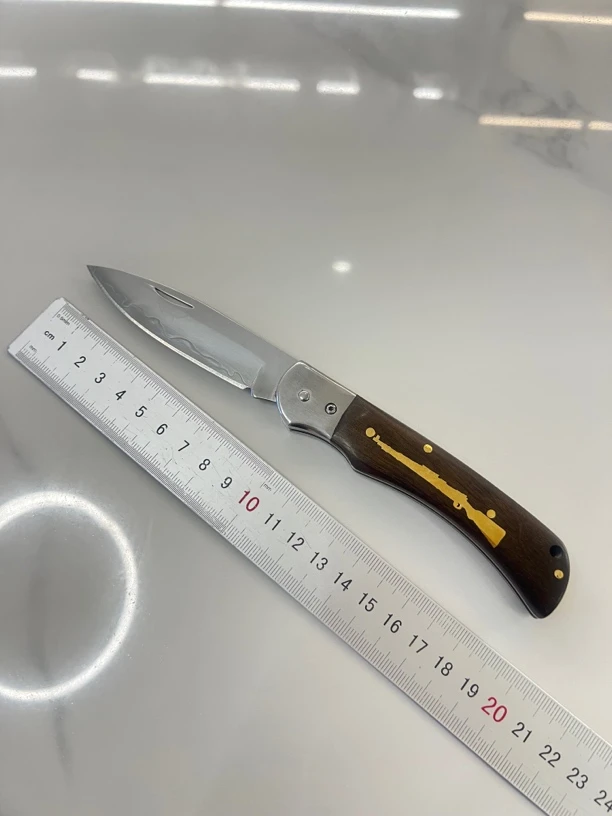 外贸库存清仓处理 三合钢木柄家用折叠水果刀 无固定合规随身折叠