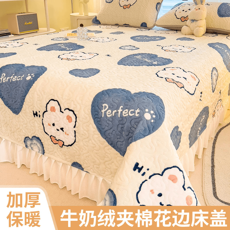 加厚牛奶绒夹棉床单珊瑚绒单件法兰绒垫单冬季保暖床盖牛奶绒防滑