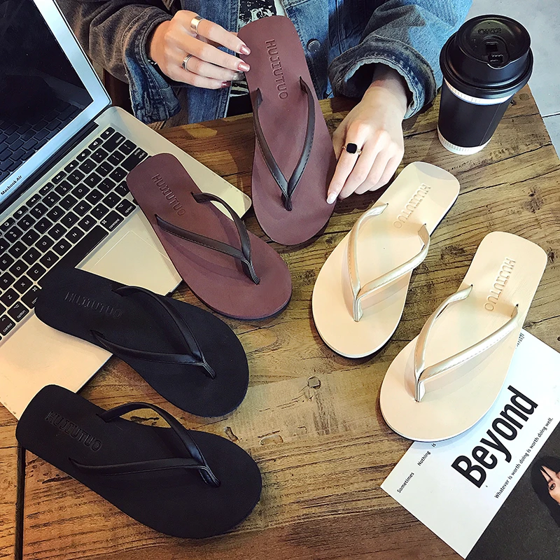 沙滩情侣休闲厚底夏季拖鞋学生平底防滑潮流凉拖人字拖鞋女士软底