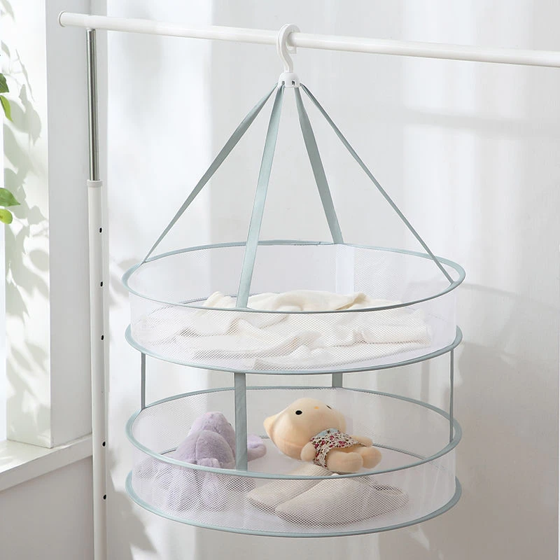 【宠粉】双层晒衣篮 晾衣网   家用晾袜子衣服神器 Z