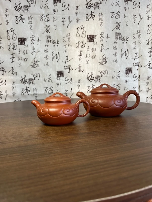 宜兴原矿紫砂壶 手工制作泡茶壶 朱泥仿古如意壶