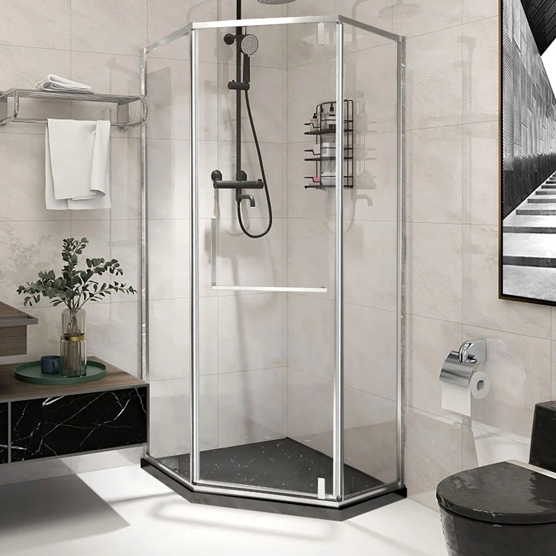 Haifen/海芬极窄定制钻石形淋浴房一字平开不锈钢隔断干湿分离