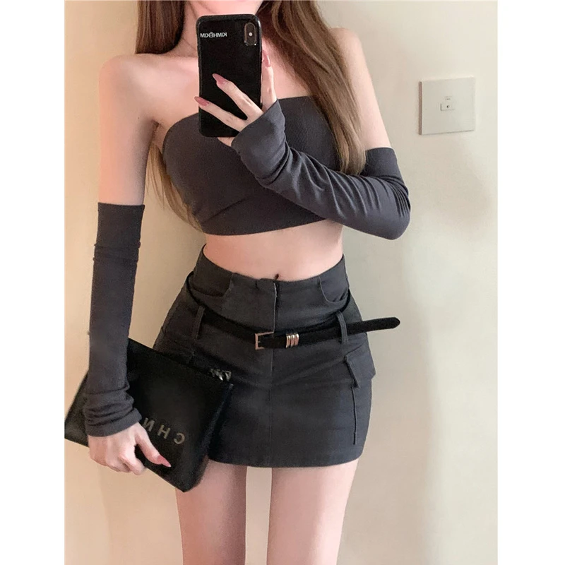 双面女神辣妹a字半身裙女2024夏季新款显瘦ins性感紧身包臀超短裙