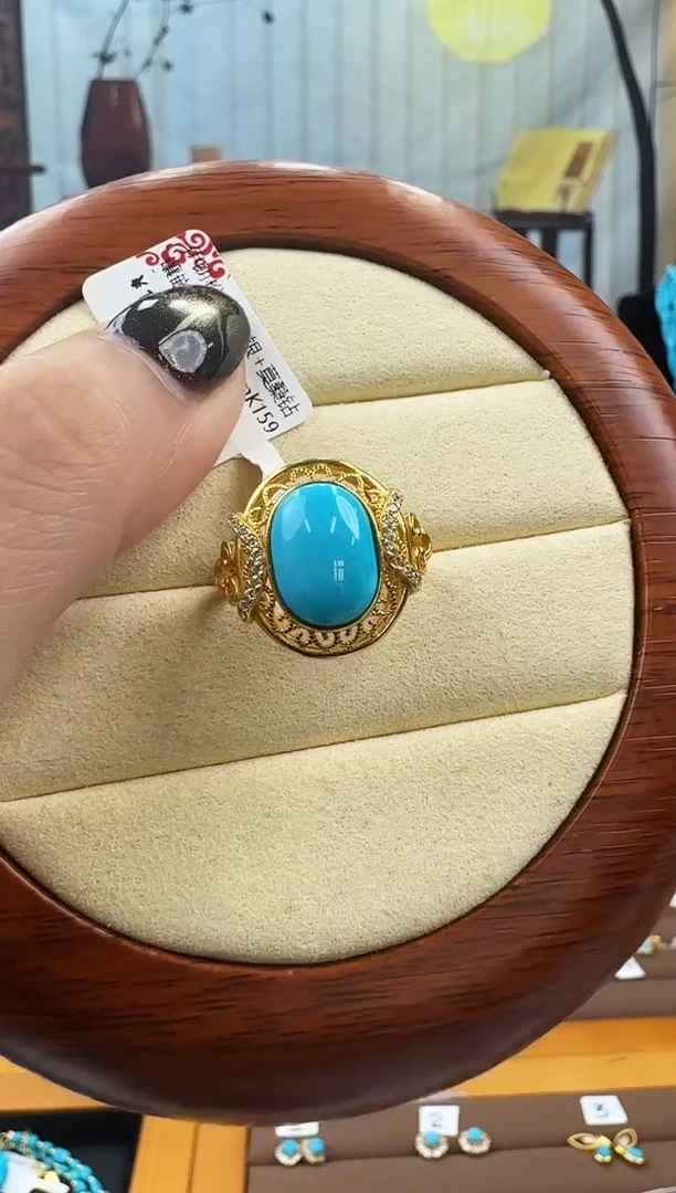 【闪购商品】绿松石戒指银S925镶嵌69秒拍号